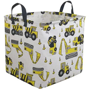 Imagem de KUNRO Organizador de armazenamento quadrado à prova d'água para cesto de berçário, decoração de casa, armário, quarto, lavanderia, bebê, prateleira, cestas (escavadeira)