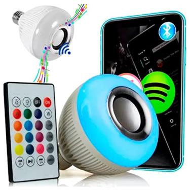 Imagem de Lâmpada Led Caixa De Som Bluetooth Musical Com Controle Rgb