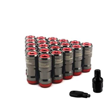 Imagem de AITEXI Porca de roda M12 X1,5 ou M12 X1,25 Autêntico Acorn Racing Lug Parafuso de porcas de roda 20PCS Substituição de carro para tampas de porca de roda Volk (Cor: Cor titânio, Tamanho: M12x1,5),