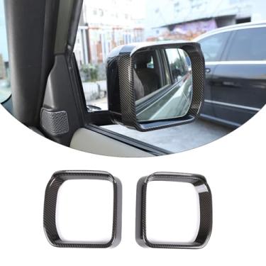 Imagem de PIUGILH Capa protetora de chuva para espelho retrovisor compatível com Land Rover Defender 2020 2021 2022 2023 2024, moldura protetora de espelho retrovisor ABS, 2 peças (padrão de fibra de carbono)