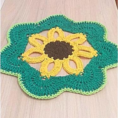Imagem de Sousplat Centro de Mesa Crochê Girassol / Decoração Casa, Sala, Cozinha / caminho de mesa de crochê redondo / jogo ameri