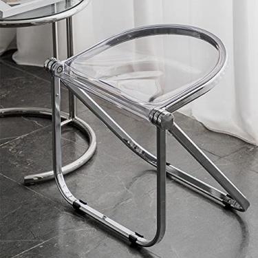 Imagem de Cadeira dobrável de metal acrílico, cadeira dobrável de plástico transparente de acrílico, banco simples portátil antiderrapante maquiagem cozinha sala de jantar quarto, verde