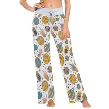 Imagem de KLL Space Planets Calças de pijama fino para mulheres calças de pijama para mulheres para mulheres macias PP, Planetas Espaciais, M