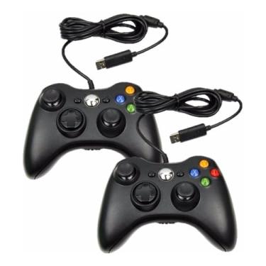 Imagem de Kit 2 Controles Joystick Manete Compatível com Console Xbox 360 Slim X360 e Pc/Computador Com Fio USB