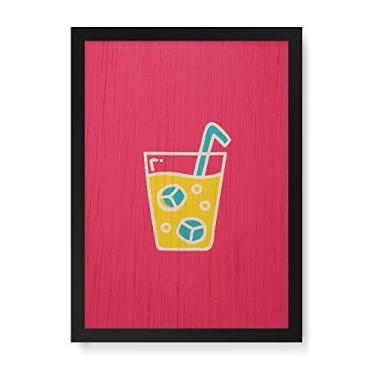 Imagem de Arte Maníacos Quadro Decorativo em Madeira Bebida Suco - 23x16,25cm (Moldura caixa em laca preta)