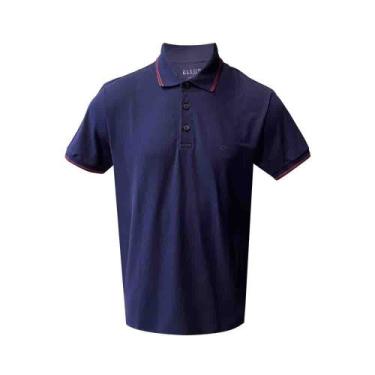 Imagem de Camiseta Ellus Gola Polo Azul Friso Vinho Classic