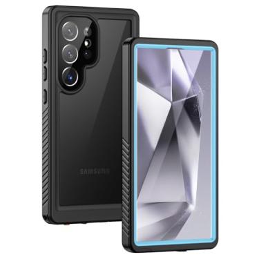 Imagem de Lanhiem Capa para Samsung Galaxy S24 Ultra, à prova d'água IP68, à prova de poeira, protetor de tela integrado, capa protetora robusta à prova de choque para Galaxy S24 Ultra 5G 6,8 polegadas, azul