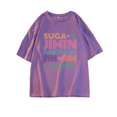 Imagem de Camiseta solta de algodão Suga vs Jimin Jungkook Jin RM J-Hope Merch para fãs de K-Pop, Roxa, 3G