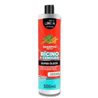 Imagem de Shampoo Rícino e Cenoura 500ml Hidratação Completa e Proteção Antioxidante para Cabelos Danificados Sallon Linda