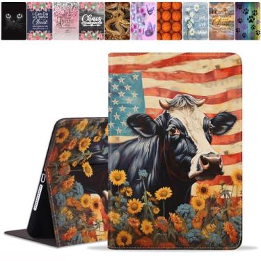 Imagem de DEHJYYIJUY Capa para Samsung Galaxy Tab S6 Lite 10,4 polegadas 2022/2020 (SM-P610/P613/P615/P619) - Capa inteligente fina de couro PU com despertar/hibernar automaticamente, bandeira americana vaca e