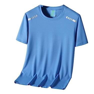 Imagem de Camiseta masculina atlética manga curta secagem rápida leve fina lisa elástica suave treino, Cor 3, 3G
