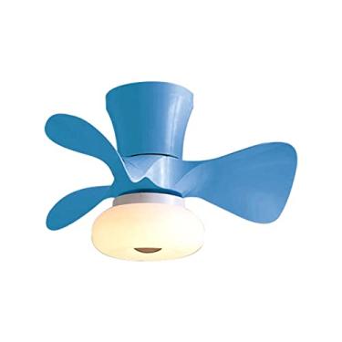 Imagem de Ventiladores de teto de 64 W com luzes e ventilador pequeno remoto Iluminação de teto DC mudo Ventilador de teto regulável com 6 velocidades e temporização moderna Luz de ventilador de teto