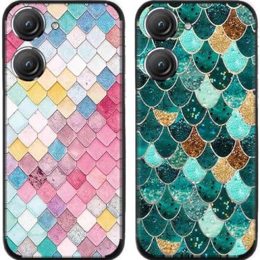 Imagem de 2 peças de capa de telefone traseira de silicone em gel TPU com escalas coloridas para Asus Zenfone 8/9/10 (Asus Zenfone 9)