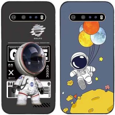 Imagem de 2 peças fashion astronauta impresso TPU gel silicone capa de telefone traseira para LG Series (LG V60 ThinQ)