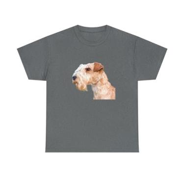 Imagem de Camiseta de algodão pesado unissex Lakeland Terrier, Grafite mesclado, G