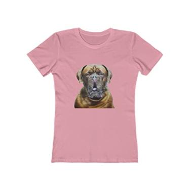 Imagem de Dogue de Bordeaux - Camiseta feminina de algodão torcido da Doggylips, Rosa claro sólido, XG