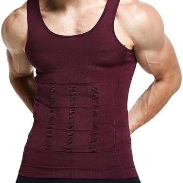 Imagem de POOULR Modelador corporal masculino, colete modelador corporal emagrecedor, camisa de compressão masculina, colete modelador corporal, 1 peça - roxo, P