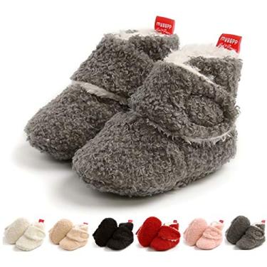 Imagem de Pantufas infantis para bebês, meninas, meninos, botas, meias quentes para bebês, sapatos para recém-nascidos, calçados para bebês, pré-caminhantes, M1982 Grey, 0-6 Months Infant