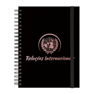 Imagem de Caderno Universitário Plus 12 Matérias Profissões Relações Internacionais (Preto e Rosê)