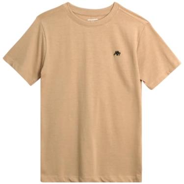 Imagem de AEROPOSTALE Camiseta para meninos - Camiseta infantil básica de algodão de manga curta - Camiseta clássica com gola redonda estampada para meninos (4-16), Creme, 7