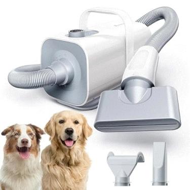 Imagem de Soprador Silencioso com Aquecimento para Cães e Gatos, 99 Velocidades, Controle de Temperatura, 3 bocais, Secador Soprador Pet Shop Banho e Tosa Rápido e Suave, 2 em 1, 220v - HomerunPET