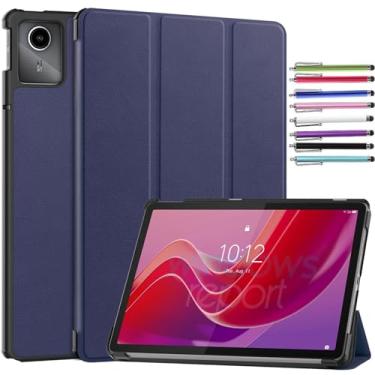 Imagem de elitegadget Capa para tablet Lenovo Tab K11 LTE de 11 polegadas lançado em 2024 - capa leve com três dobras + 1 caneta stylus aleatória (azul marinho)