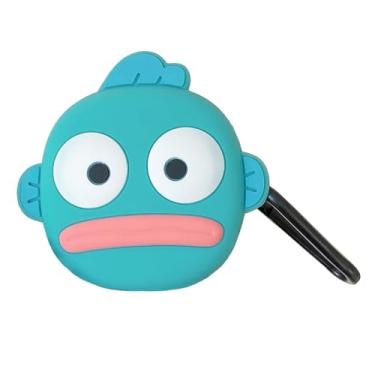 Imagem de KIRDEIVY Capa compatível com Samsung Galaxy Buds 2 (2021)/Galaxy Buds Pro (2021)/Galaxy Buds Live (2020), capa protetora fofa de silicone com desenho animado para mulheres (peixe engraçado)