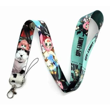 Imagem de Pinstant Spy Family Manga Anime 45 cm pescoço cordão porta-chaves crachá de identificação alça de alfinete para celular, misto, 17.7 inches