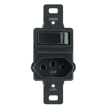 Imagem de Conj Embutir S/Placa P/Condulete 1 Int. Paralelo + Tom. 2P+T 20A Preta 14.019-2 - Pezzi Pezzi