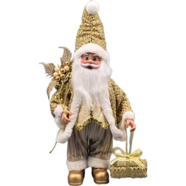 Imagem de Papai Noel Musical Gold De Tecido Decoração Natal 40Cm