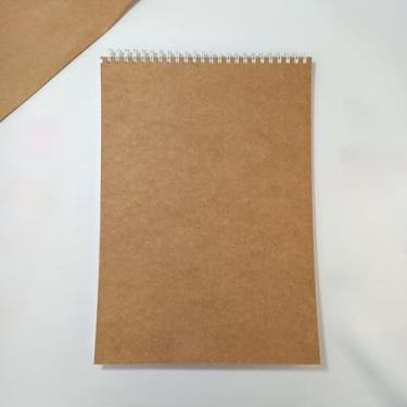 Imagem de Caderno Sketchbook Tamanho Universitário A4 21 x 30 cm 50 Folhas Brancas Sem Pauta Gramatura 150 e Capa Kraft Customizável - Art&Art