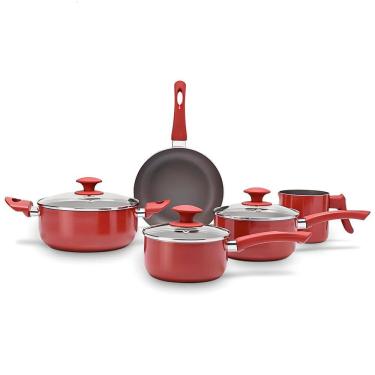 Imagem de Conjunto Jogo de Panelas Antiaderente Ceramic Life Antares Vermelho C/5 Peças