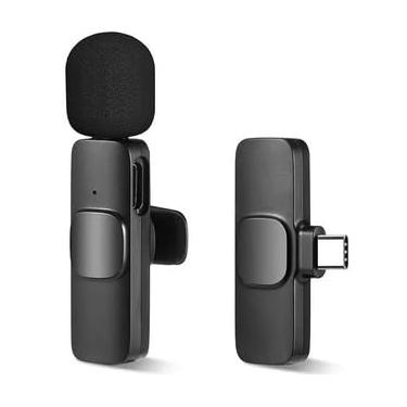 Imagem de Microfone Lapela Sem Fio para Gravação Entrevista Vloger Type-C - Compativel com Android, Iphone 15 -Modelo K-9 com 1 Transmissor e 1 Microfone redução de ruído