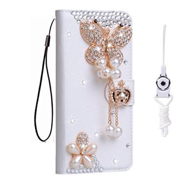 Imagem de Capa para Galaxy J7 V, Galaxy J7 Prime, Galaxy J7 Perx, Galaxy Halo, Galaxy J7 Sky Pro, Galaxy J7 2017 (apenas para a versão dos EUA), capa de couro PU feita à mão para meninas fashion com ranhuras