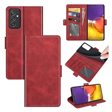 Imagem de Capa para Samsung Galaxy Quantum 2, carteira de couro PU premium estilo livro ímã capa flip dobrável suporte capa com compartimentos para cartão para Samsung Galaxy A82 5G capa de telefone (vermelha)