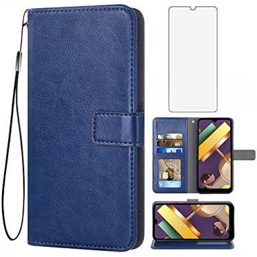 Imagem de Asuwish Capa tipo carteira compatível com LG K22 K32, protetor de tela de vidro temperado, suporte para cartão, acessórios de celular, capas para celular para LGK22 K 22 Plus K22+ 22K 22+ 22 Plus,