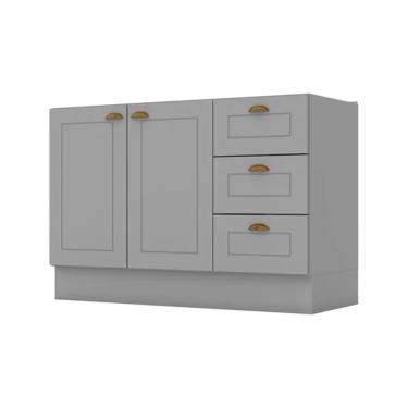 Imagem de Balcão para Pia 120 cm 2 Portas 3 Gavetas Americana C353 Henn - Cinza