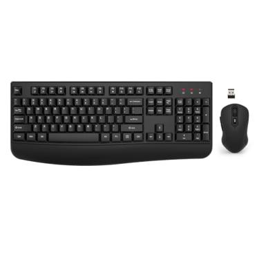 Imagem de Combo de teclado e mouse sem fio, teclado ergonômico EDJO 2,4 G de tamanho completo com descanso de pulso e mouse sem fio ajustável de 3 níveis DPI para Windows, Mac OS, desktop/laptop/PC