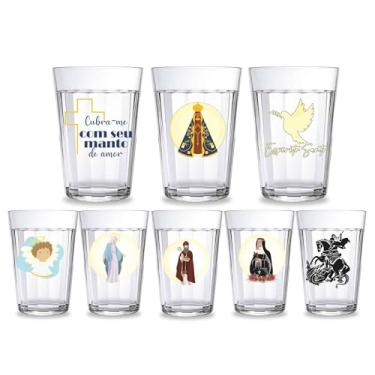 Imagem de Kit 3 Copos Gospel Vidro Americano 190ml Santos Católico Lembrancinha Personalizada Artigo Religioso Presente Sagrado Igreja Gospel (Aparecida)