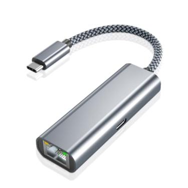 Imagem de Adaptador USB-C Gigabit Ethernet com porta de carregamento, soquete de rede Thunderbolt 3 para RJ45 com fonte de alimentação Tipo-C PD 60W para Chromecast Google TV, MacBook, Mac, iPhone 15, iPad 10