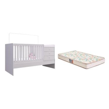 Imagem de Berço Cama Multifuncional Branco e Colchão - FdECOR