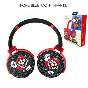 Imagem de Fone De Ouvido Infantil Menino Menina Super Mário Bros Sem Fio Bluetoo