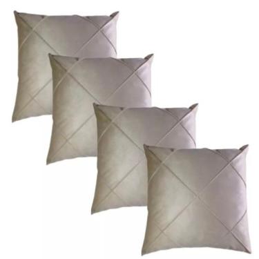 Imagem de Kit 04 Almofadas Cheias em Suede Drapeada 45x45cm Decorativas Sala Qua