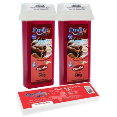 Imagem de 2 Roll-on Cera Depilatória Canela + Papel Depilatório 50 Fls - Depile 