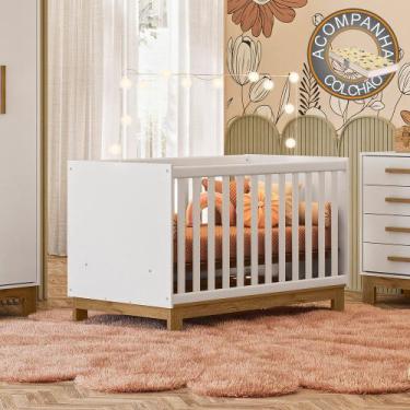 Imagem de Berço Mini Cama Qencanto Slim 4315 Qmovi Branco Acetinado + Colchão Ga