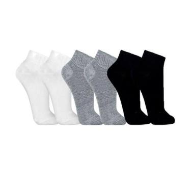 Imagem de Kit 6 Pares de Meias Trifil T08720 Algodão, Branco, Preto, Cinza, P (3
