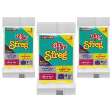 Imagem de Esponja Esfrebom Sfreg Limpeza Delicada Dupla Face - 3 Pac - Betanin