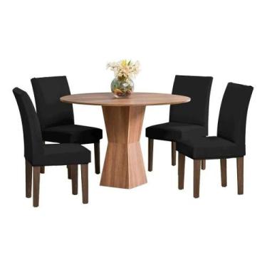 Imagem de Capa De Cadeira Malha Kit 6 Capas Preta Alice Agarradinha - Confecções