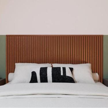 Imagem de Cabeceira Painel Ripado Cabeceira Quarto Cama Casal Bronze - Meu Rodap