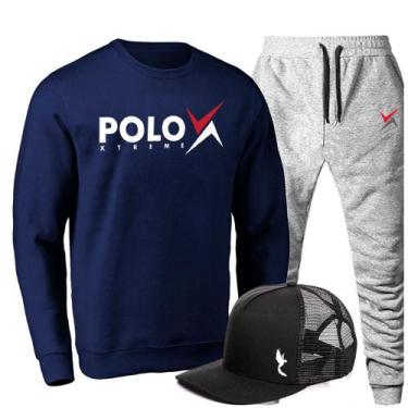 Imagem de Kit Conjunto Moletom + Boné Masculino Conforto Dia a Dia - Polo Blu, M